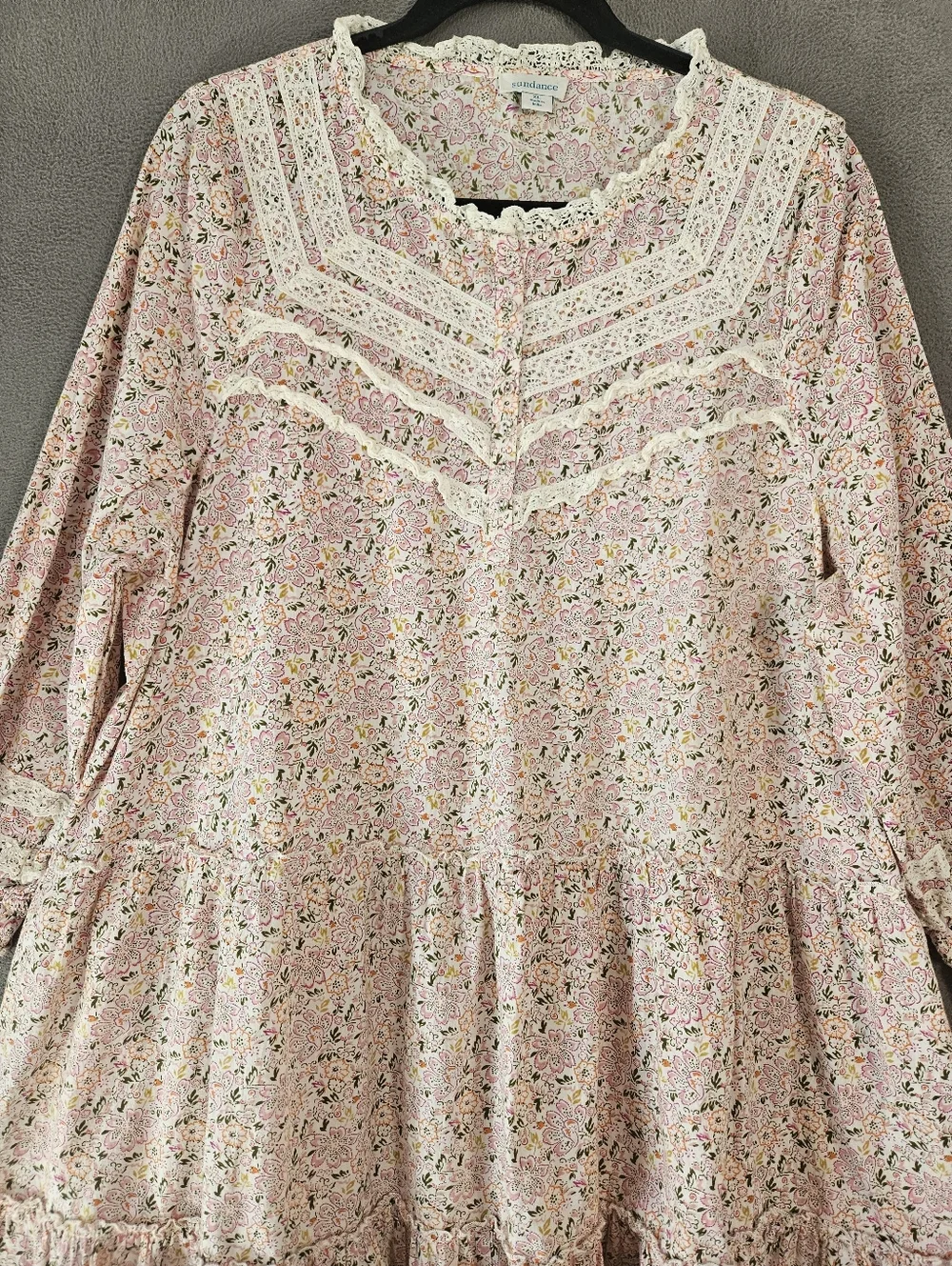 Sundance Ditsy Floral Cottagecore Dress Lace Ruffle Prairie Buttons Women’s XL - Picture 2 of 10